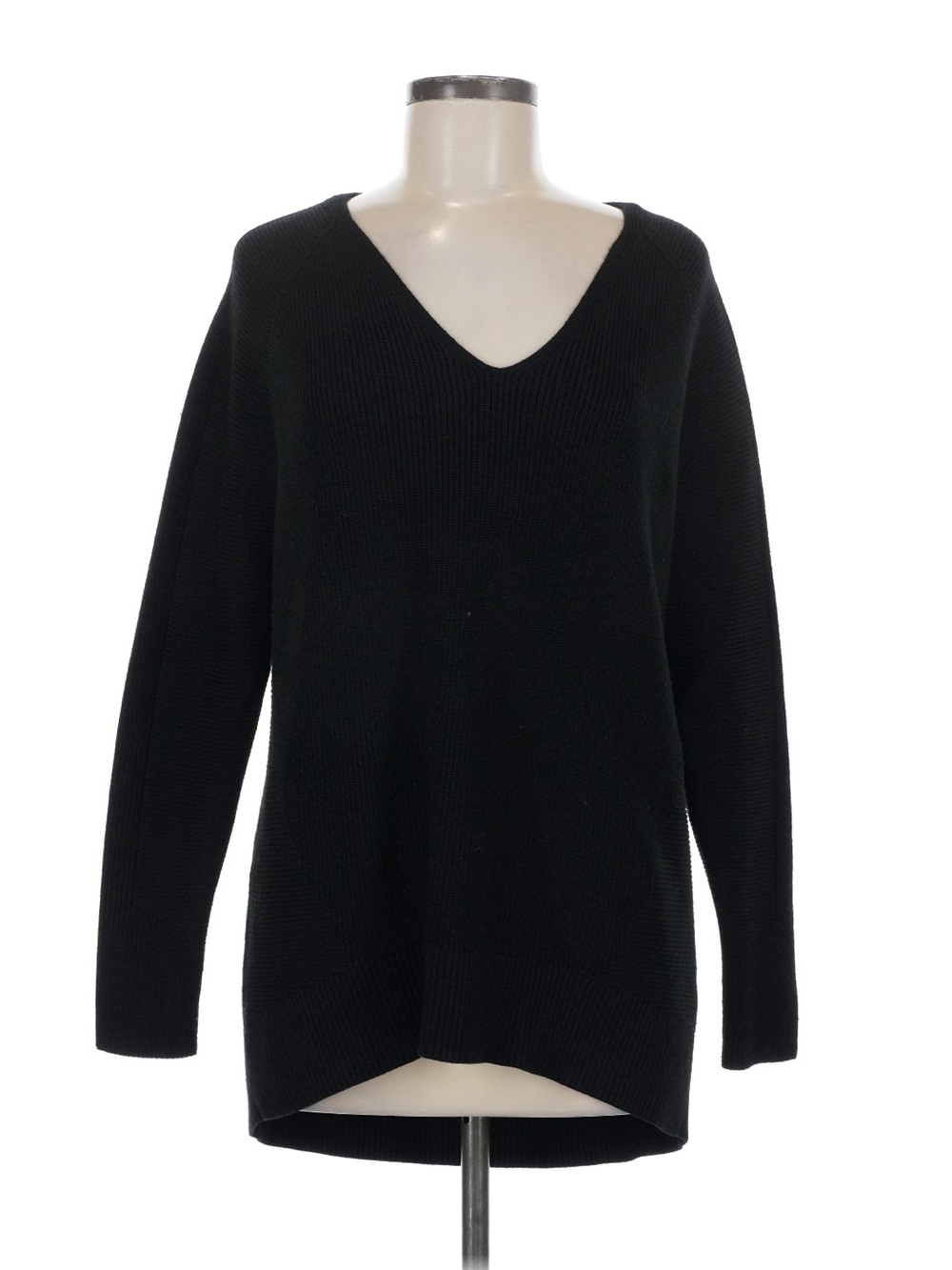 Athleta Black V-Neck Relaxed Knit Sweater